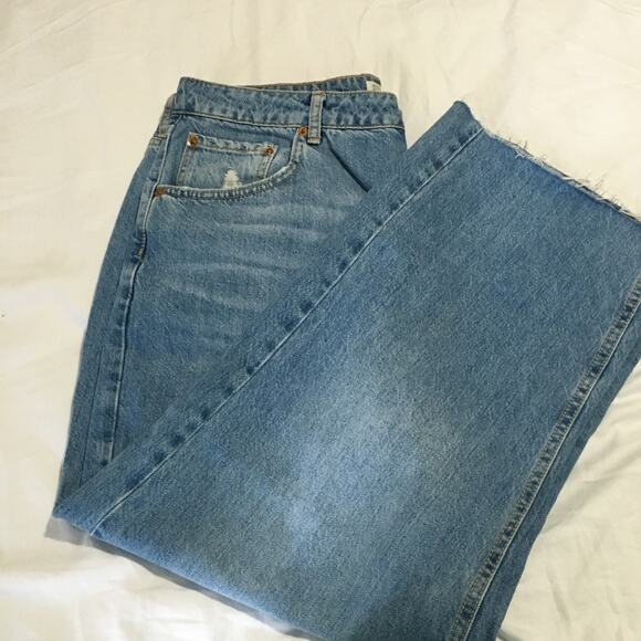 NWT TOPSHOP MOTO women's crop 36/32 wide leg raw edge jeans Retail $75 - Picture 12 of 12
